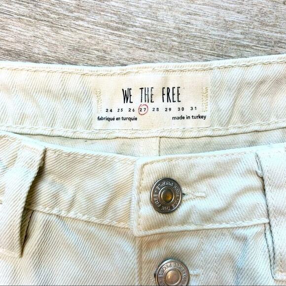Free People Ivory Denim Mini Skirt Sz 27 Distressed Y2K Festival Indie Sleaze - Picture 8 of 9